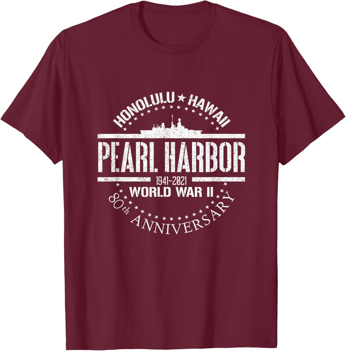 Pearl Harbor 80th Anniversary 1941 World War 2 Veteran T-Shirt - T-Shirt | Maroon