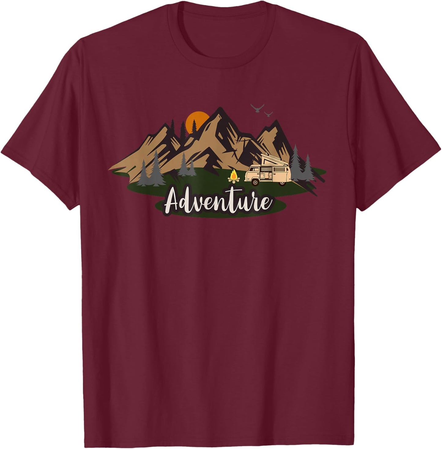 Adventure Overlanding Off Roading RVing Small T-Shirt - T-Shirt | Maroon