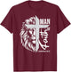 Man of Faith Lion Christian God Jesus Cross T-Shirt - T-Shirt | Maroon