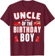 Uncle of the Birthday Boy Fire Truck Firefighter Bday Party T-Shirt - T-Shirt | Maroon