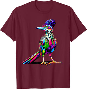 Colorful Pop Art Roadrunner Chaparral Bird T-Shirt - T-Shirt | Maroon