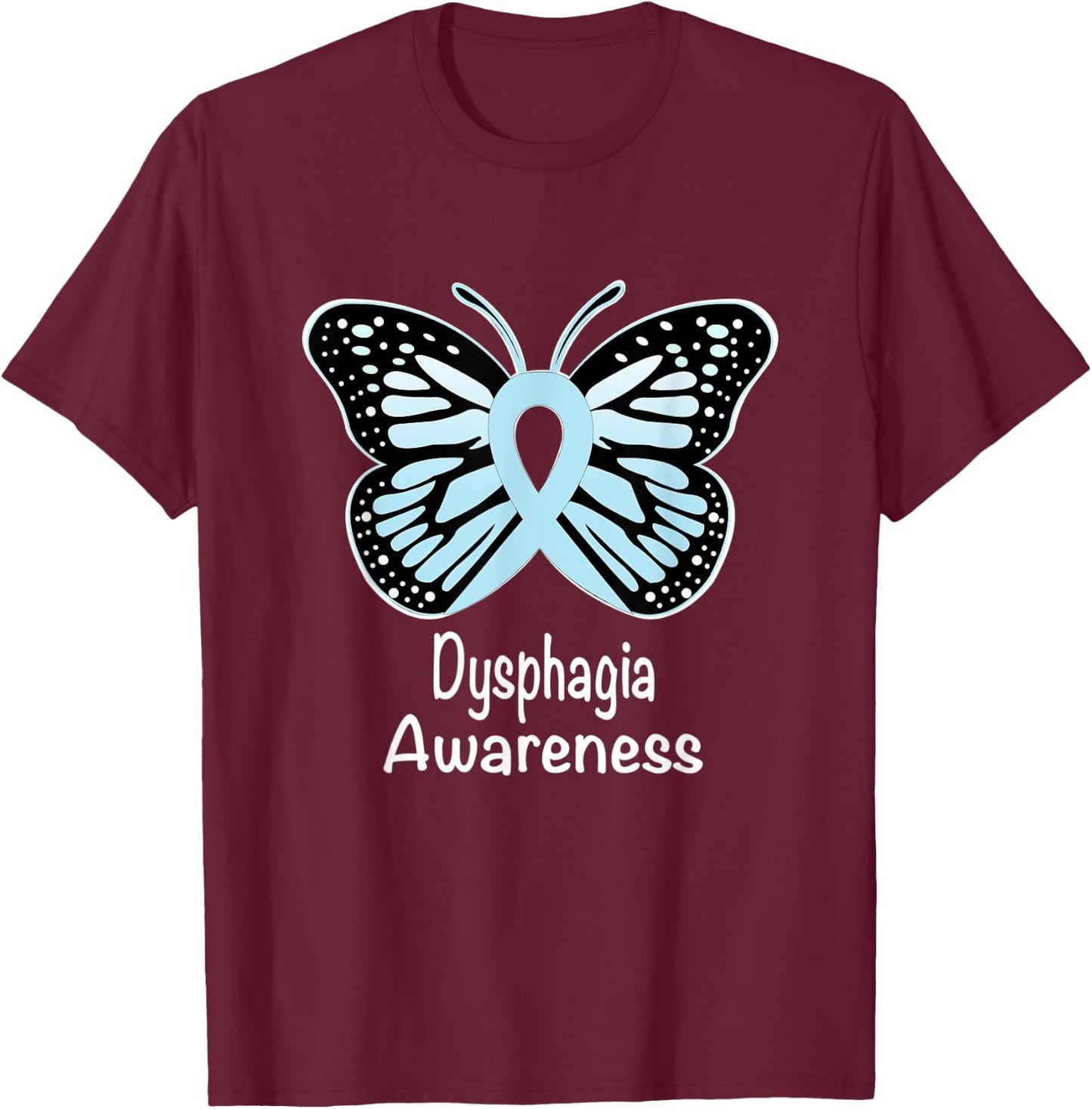 Dysphagia Awareness Warrior Support Light Blue Ribbon T-Shirt - T-Shirt | Maroon