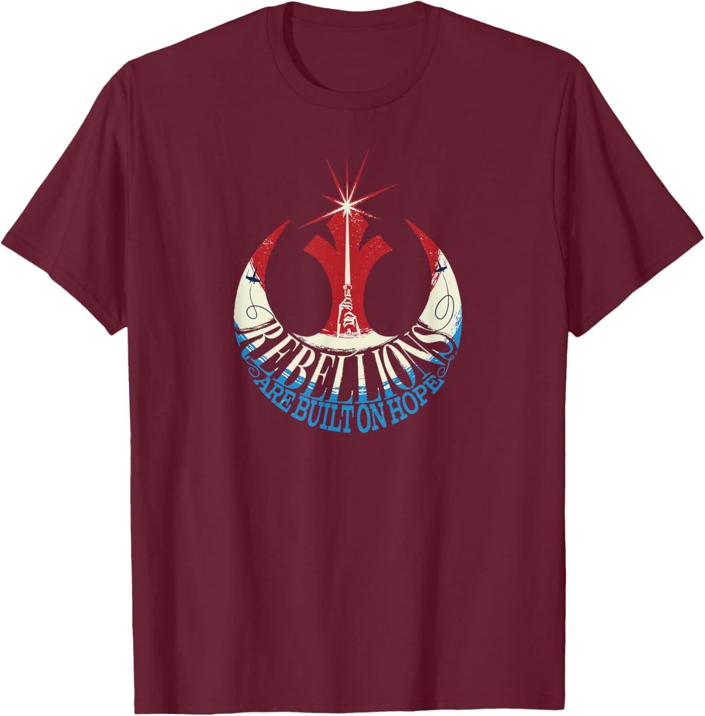 Star Wars Rebel Alliance Rebellions are Built on Hope USA T-Shirt - T-Shirt | Maroon