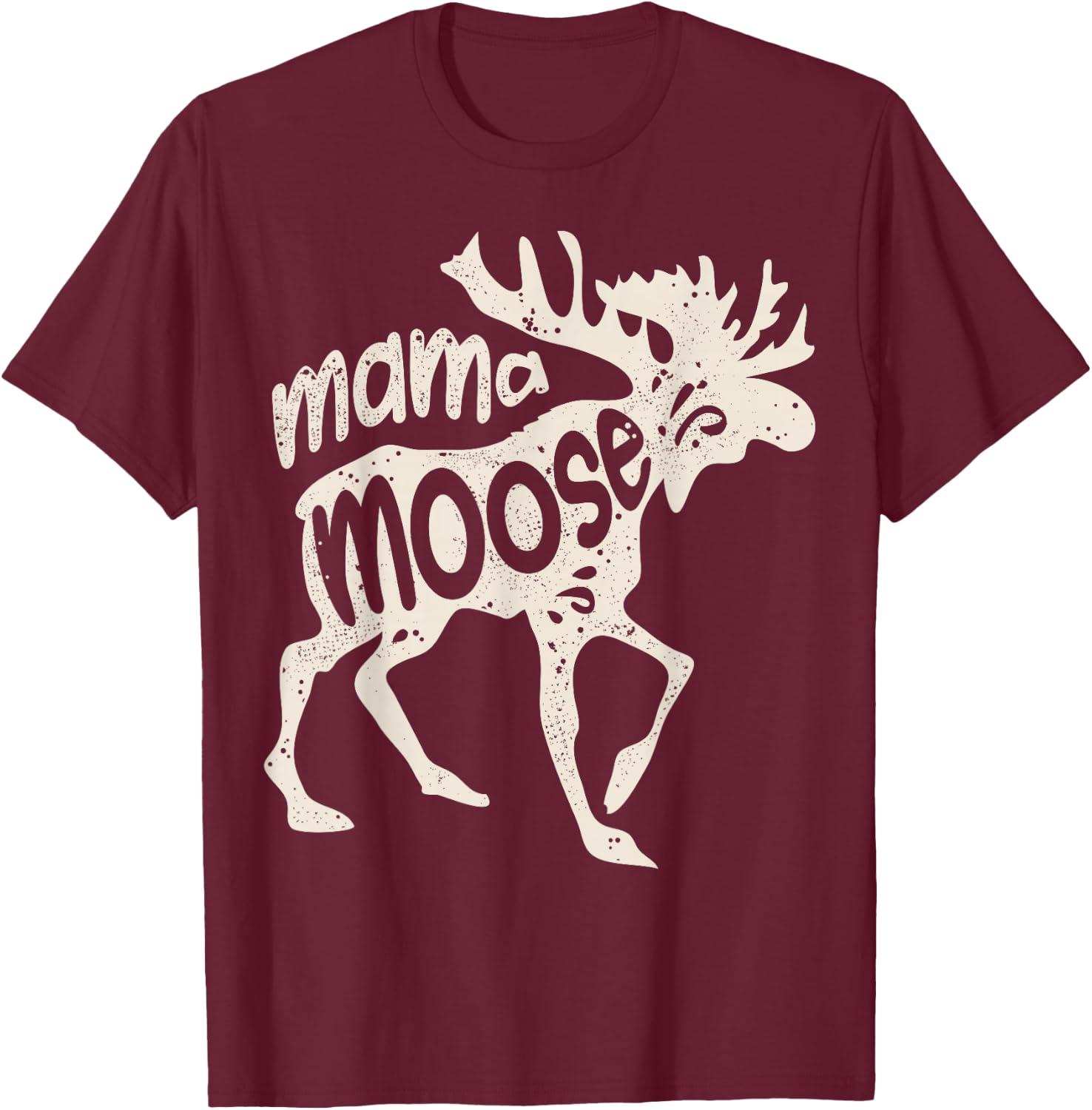 Mama Moose Mother's Day Mom Mommy Family Matching Vintage T-Shirt - T-Shirt | Maroon