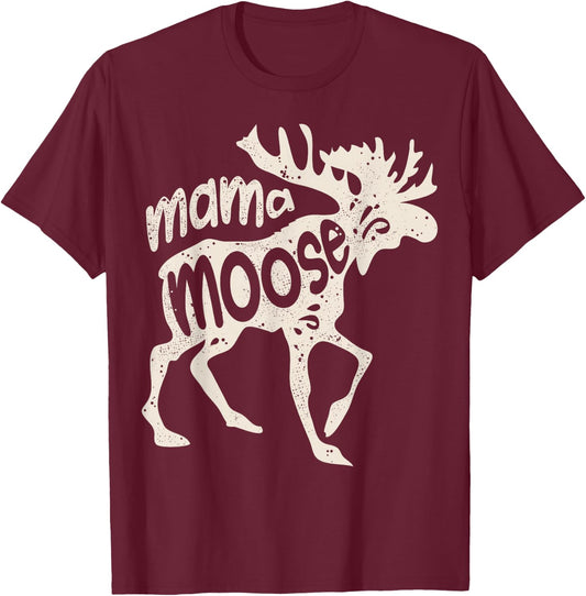 Mama Moose Mother's Day Mom Mommy Family Matching Vintage T-Shirt - T-Shirt | Maroon