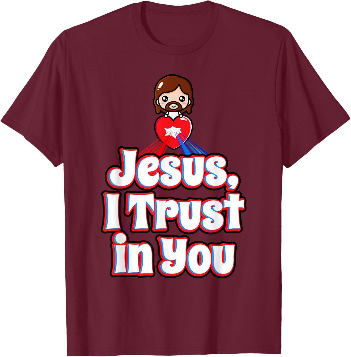 Divine Mercy for Kids Jesus I Trust in You St Faustina Cute T-Shirt - T-Shirt | Maroon