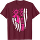American Flag Back The Pink Breast Cancer Awareness Warrior T-Shirt - T-Shirt | Maroon