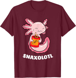 Cute Axolotl Lover Snaxolotl Kawaii Axolotl Food Sweets T-Shirt - T-Shirt | Maroon