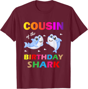 Cousin of The Shark Birthday T-Shirt - T-Shirt | Maroon