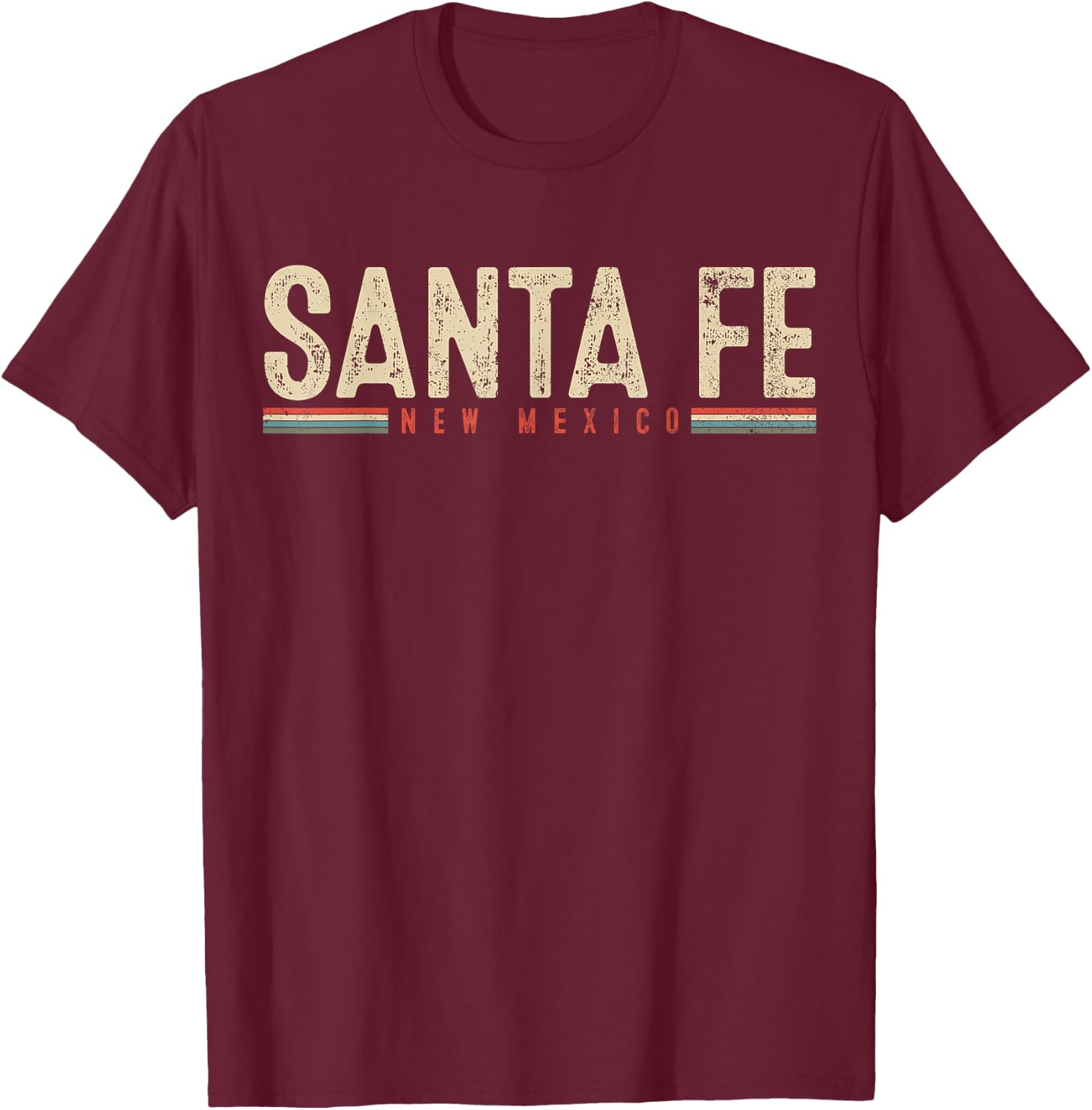 Santa Fe New Mexico Retro Vintage Gift T-Shirt - T-Shirt | Maroon