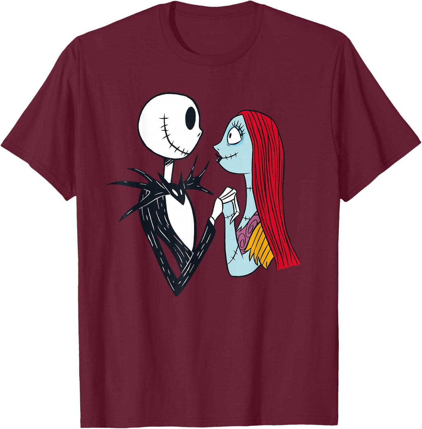 Disney The Nightmare Before Christmas Jack and Sally T-Shirt - T-Shirt | Maroon