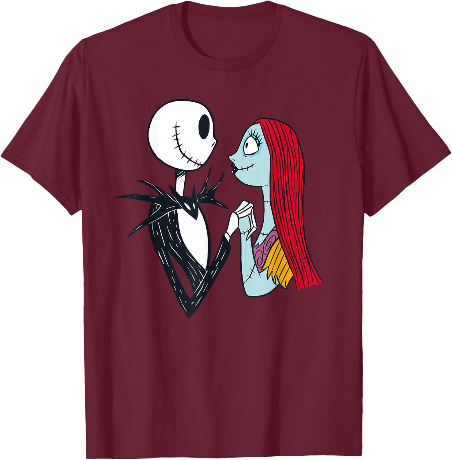 Disney The Nightmare Before Christmas Jack and Sally T-Shirt - T-Shirt | Maroon