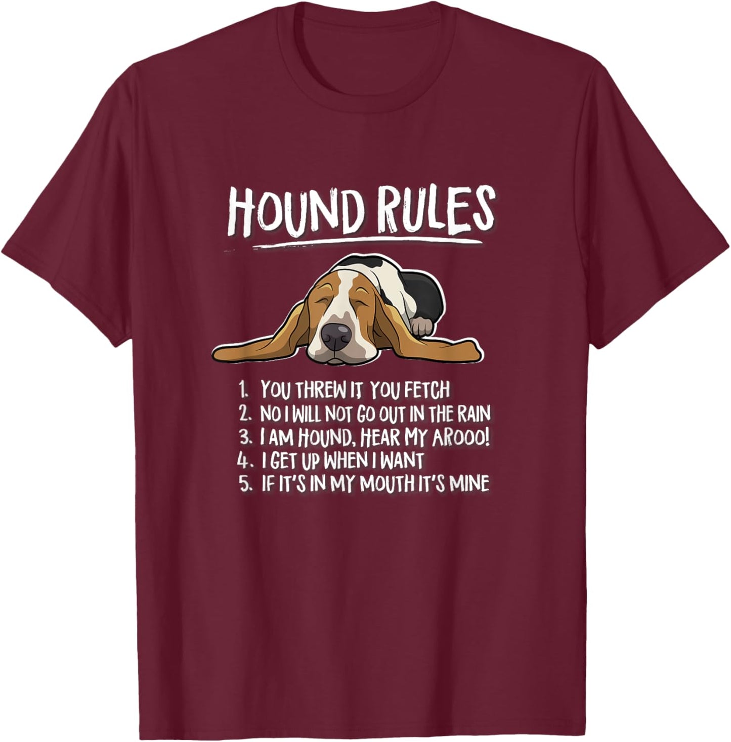 Cute Sleeping Nap Rules Basset Hound Lover T-Shirt - T-Shirt | Maroon