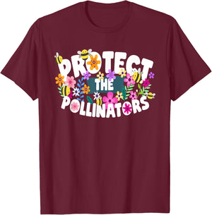 Protect the Pollinators Bee and Butterfly Lovers Pollination T-Shirt - T-Shirt | Maroon