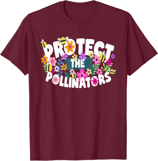 Protect the Pollinators Bee and Butterfly Lovers Pollination T-Shirt - T-Shirt | Maroon