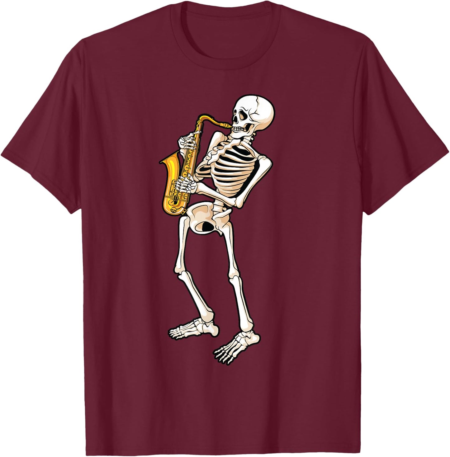 Funny Skeleton Saxophone Gift | Cute Halloween Costume Kids T-Shirt - T-Shirt | Maroon