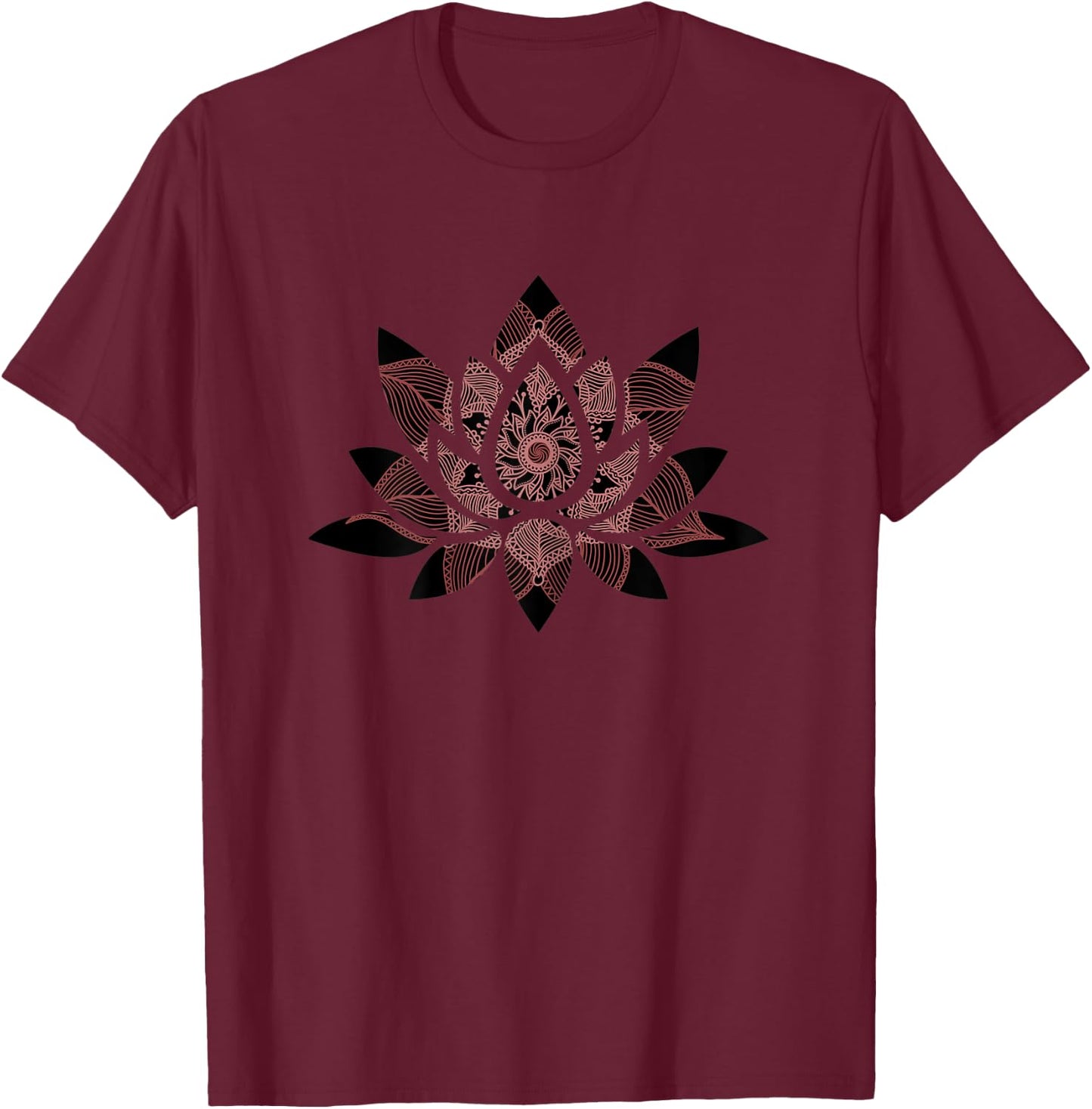 Mandala Lotus Mud Flower Graphic DesignTee T-Shirt - T-Shirt | Maroon