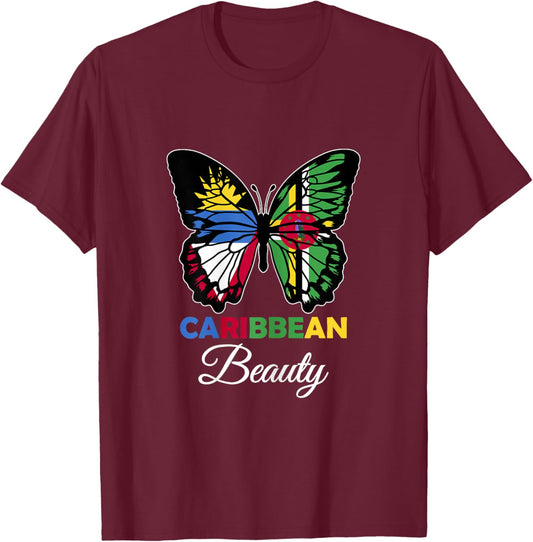 Antigua and Dominica Mix Half Antiguan Dominica Roots T-Shirt - T-Shirt | Maroon