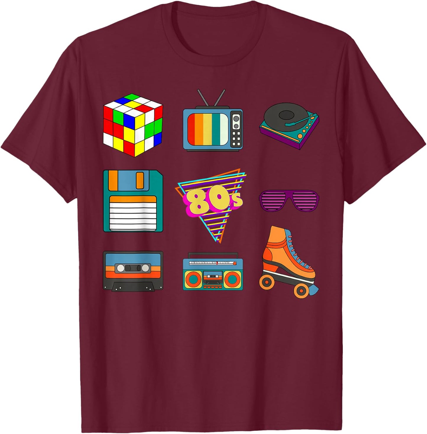 80's Retro Fashion Throwback Culture Disco Music Party Lover Short Sleeve T-Shirt - T-Shirt | Maroon