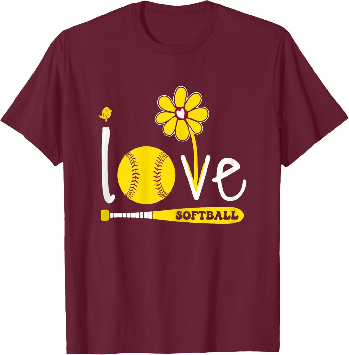 Women Softball-Shirt Girls I Love Softball Teen Girl T-Shirt - T-Shirt | Maroon