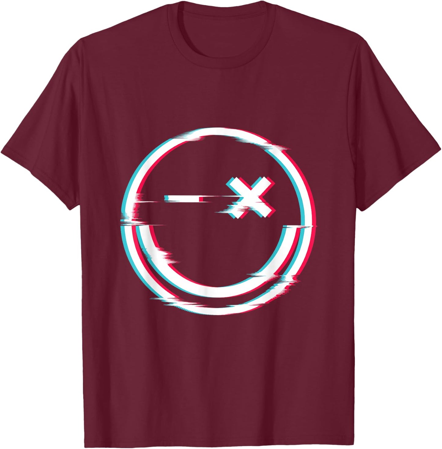 Smile face glitch T-Shirt - T-Shirt | Maroon