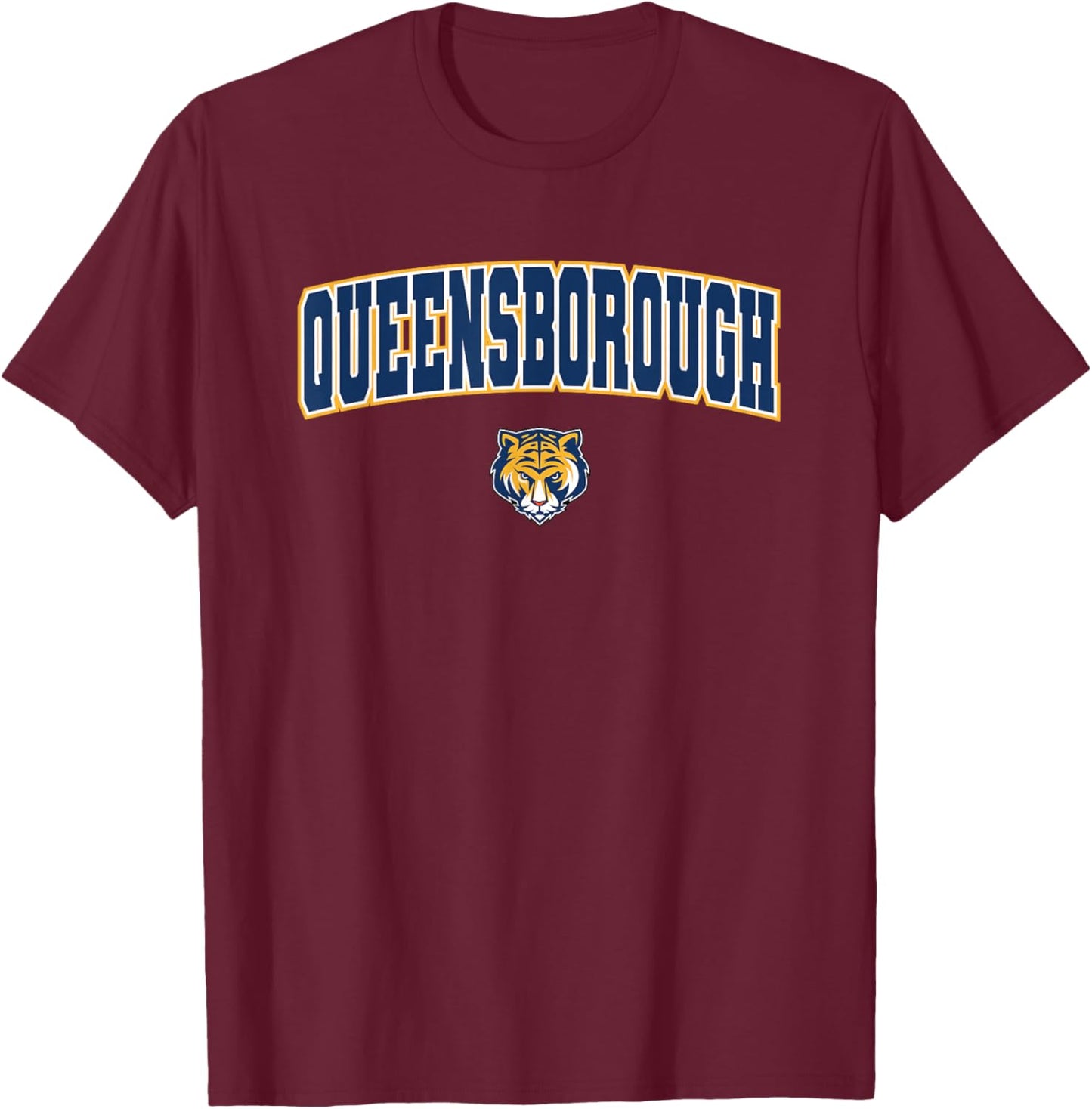 Queensborough Community College QCC Tigers Arch Logo T-Shirt - T-Shirt | Maroon