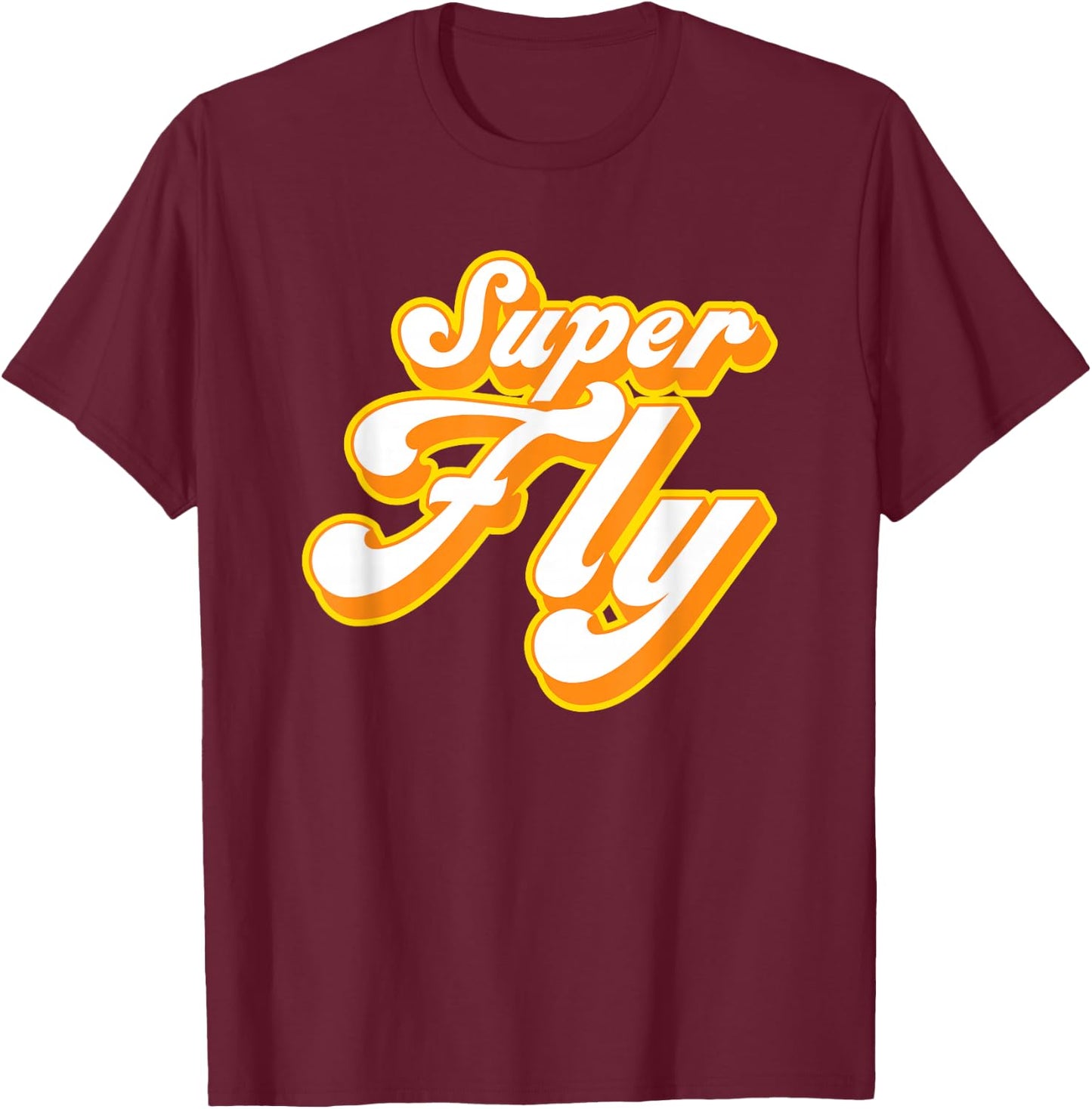Groovy 1970s Super Fly T-Shirt - T-Shirt | Maroon