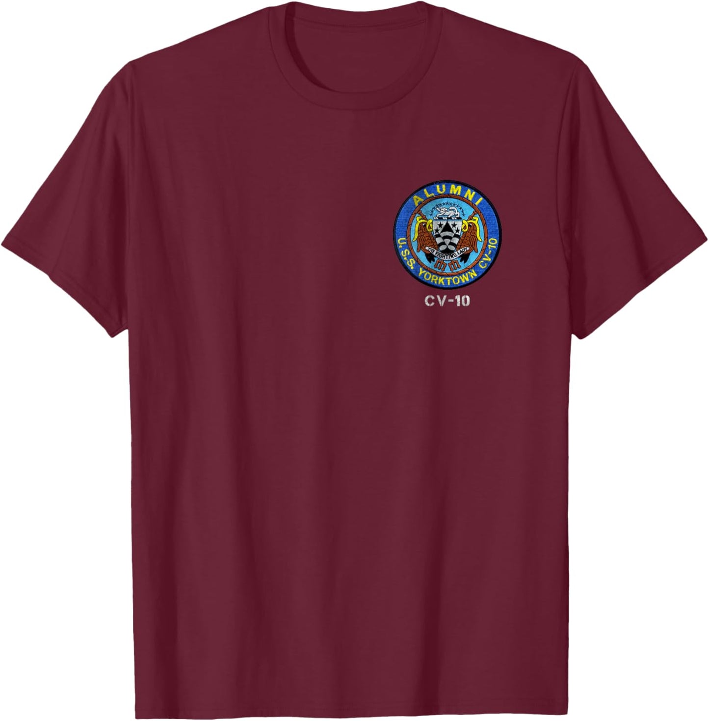 USS Yorktown CV-10 Logo Aircraft Carrier Sailor Veteran Papa T-Shirt - T-Shirt | Maroon