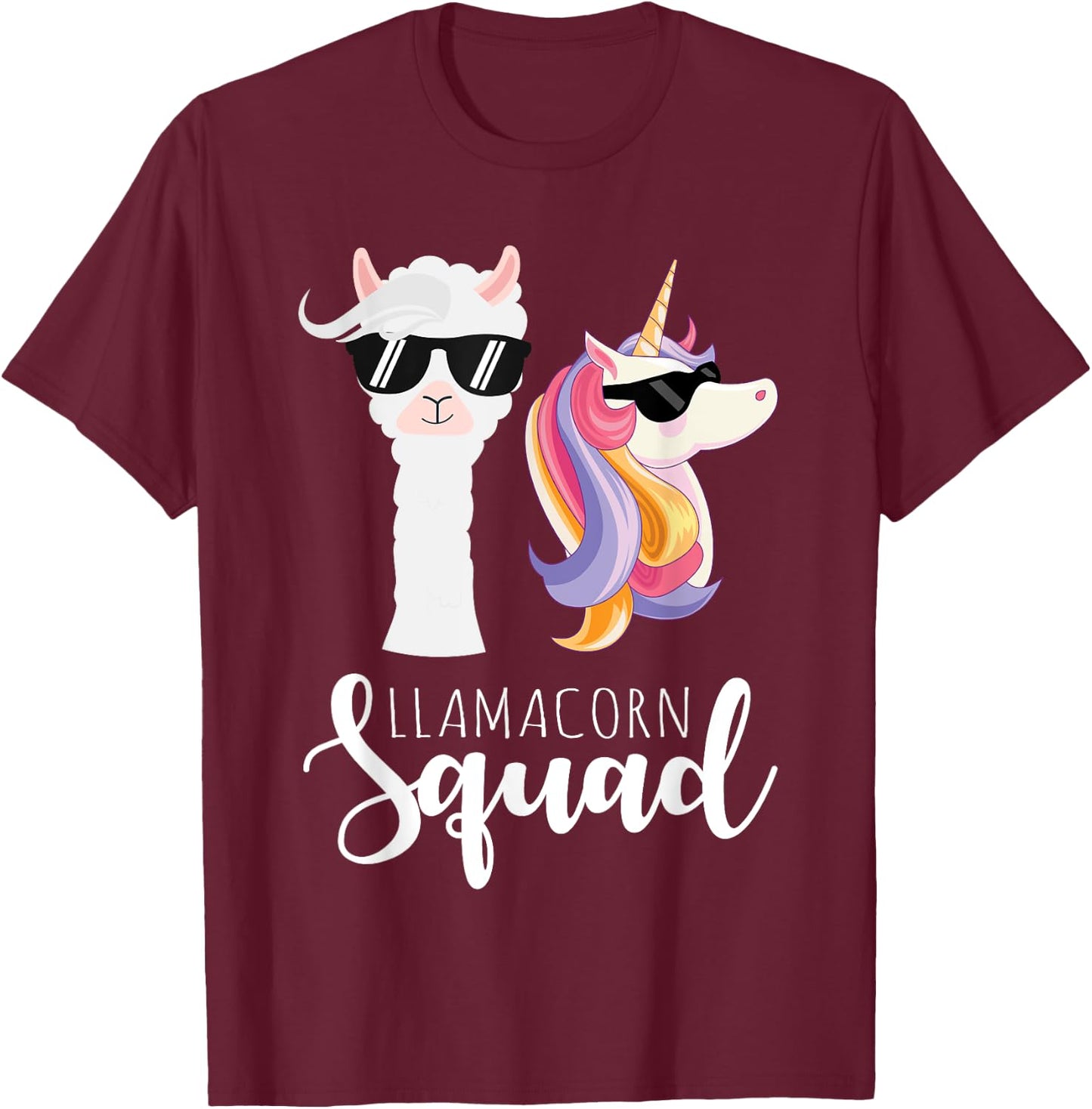 Llamacorn Squad Funny Unicorn Llama Squad Christmas T-Shirt - T-Shirt | Maroon