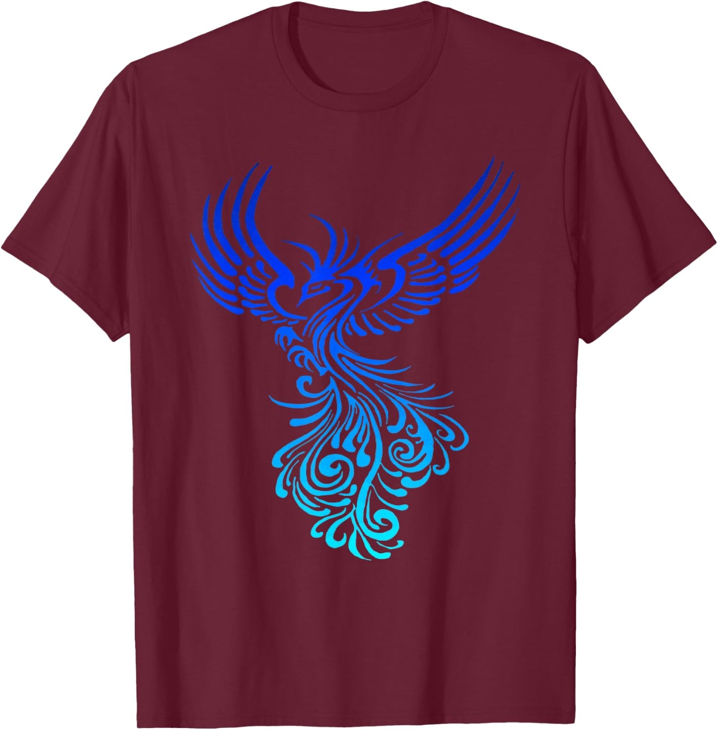 Artistic Phoenix Yellow Blue Aqua Blend T-Shirt - T-Shirt | Maroon