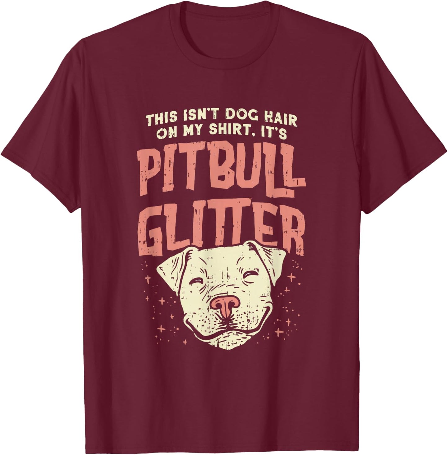 Girls Pitbull Glitter Hair Dog Lover - Mothers Day Gift Mom T-Shirt - T-Shirt | Maroon