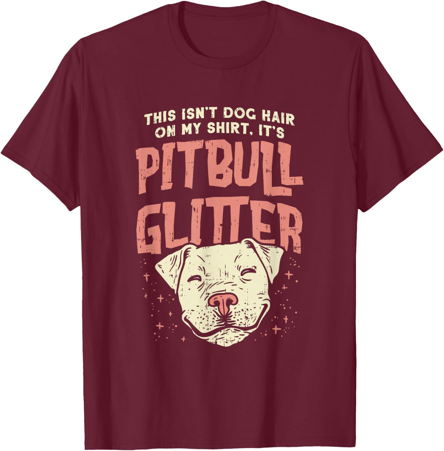 Girls Pitbull Glitter Hair Dog Lover - Mothers Day Gift Mom T-Shirt - T-Shirt | Maroon
