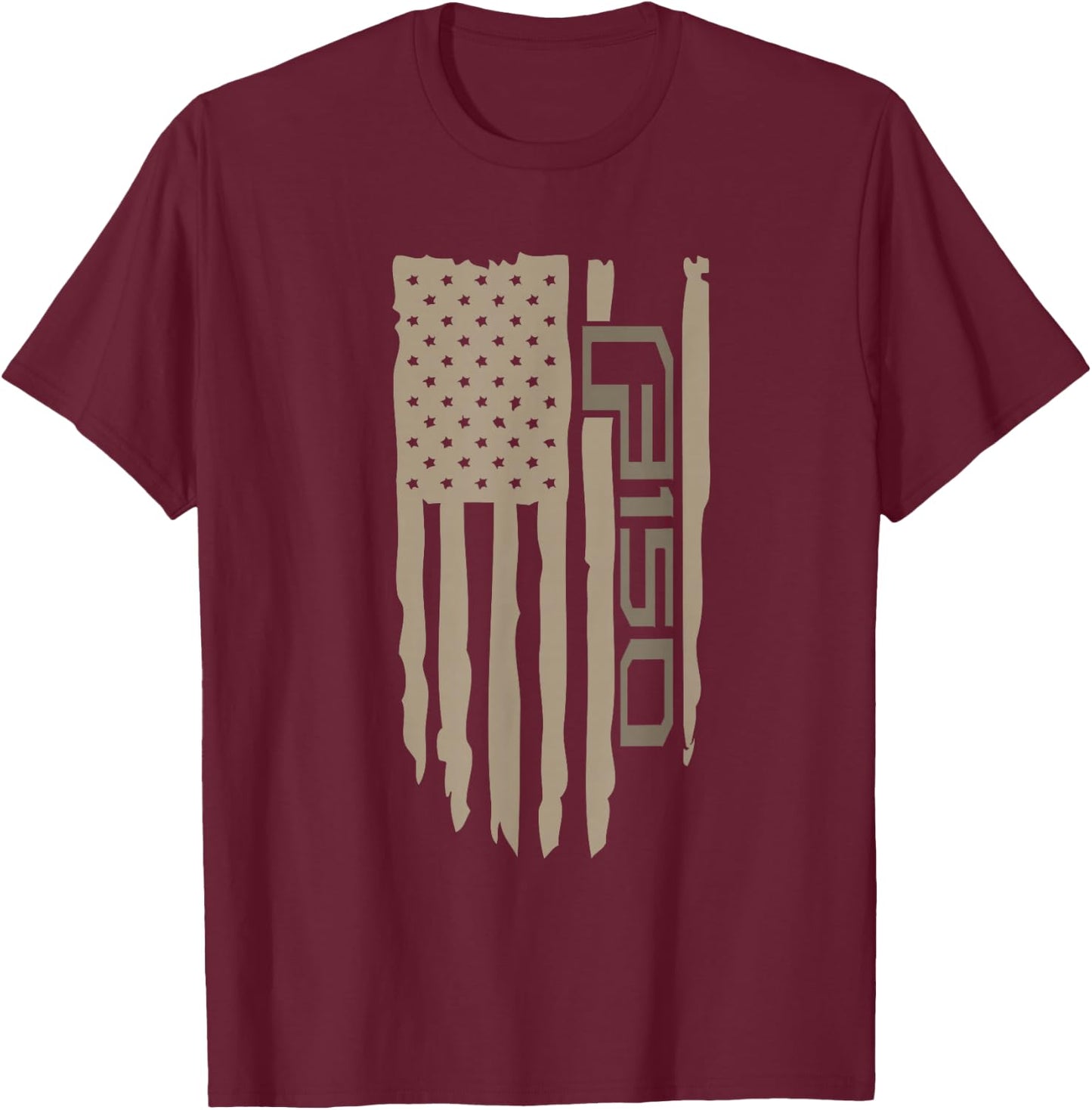 Wandering Wheels F150 American Flag T-Shirt - T-Shirt | Maroon