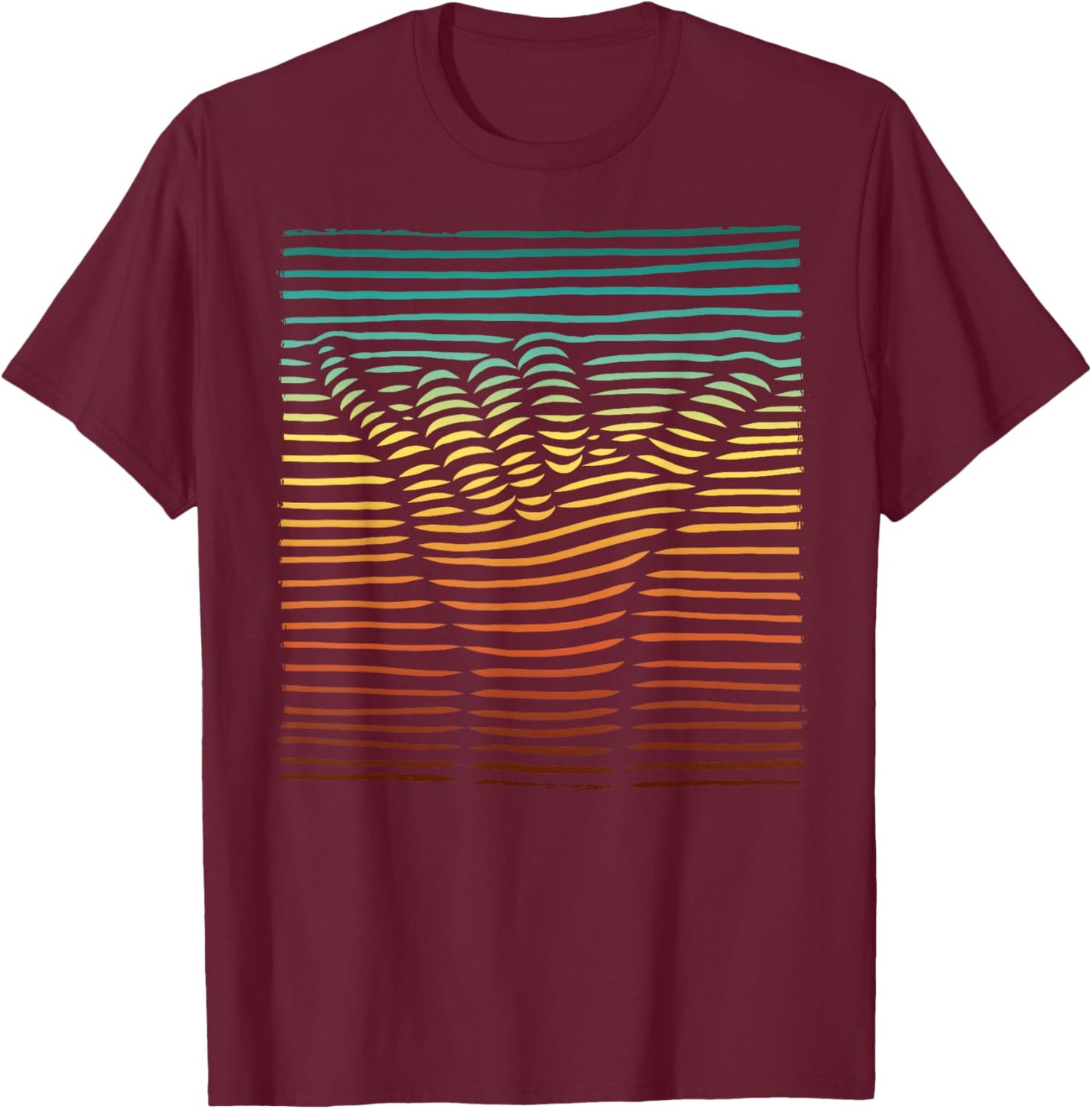 Shaka Sign Sunset Hand Lines Loose Aloha Hawaiian Greeting T-Shirt - T-Shirt | Maroon