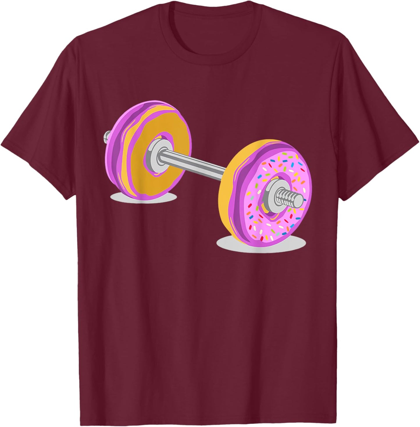 Donuts Weightlifting Funny Gym Workout T-Shirt - T-Shirt | Maroon