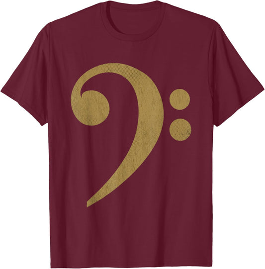 Vintage Bass Clef Design Clothing Bass Guitar T-Shirt - T-Shirt | Maroon