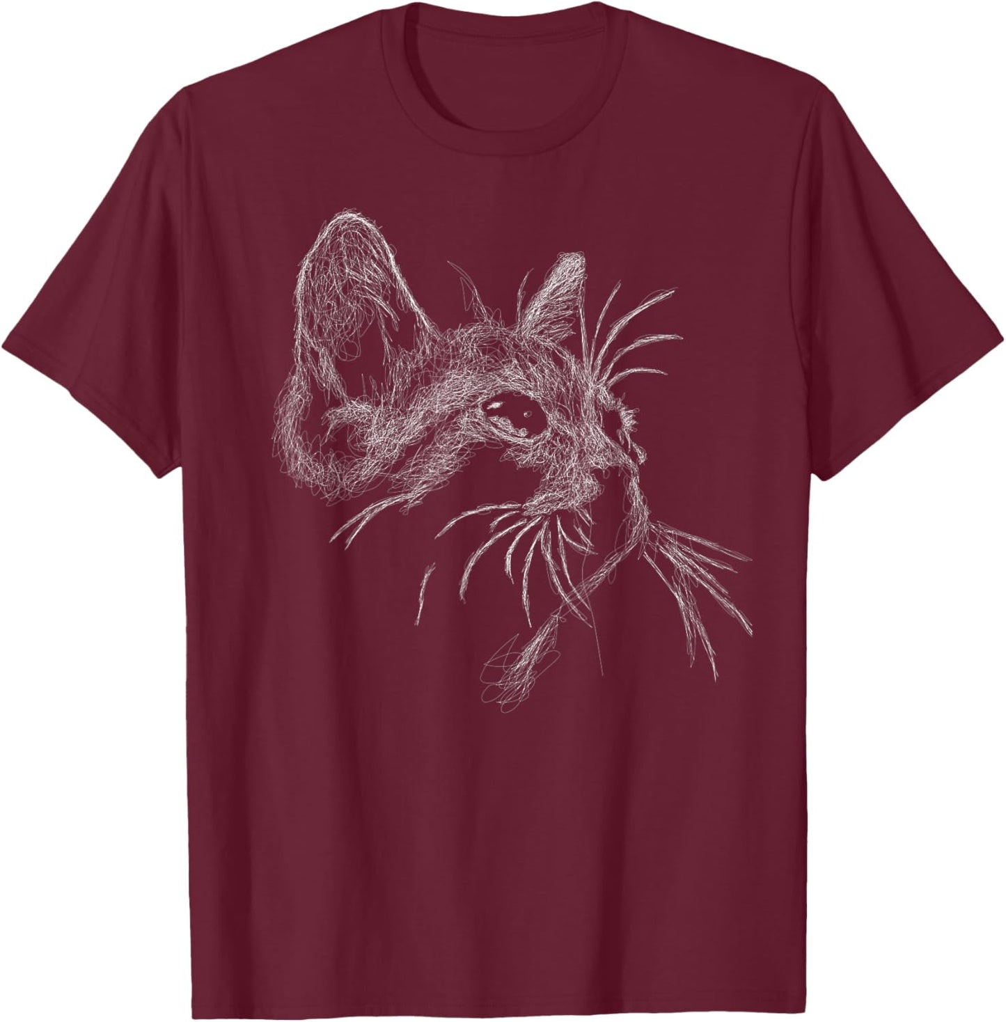 Cute Cat scribble art sketch for kitten lover Kitty cats Men Women Kids T-Shirt - T-Shirt | Maroon