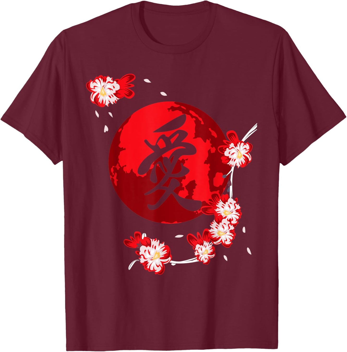 Cherry Blossom Flower Japanese Kanji Vintage Sakura Festival T-Shirt - T-Shirt | Maroon