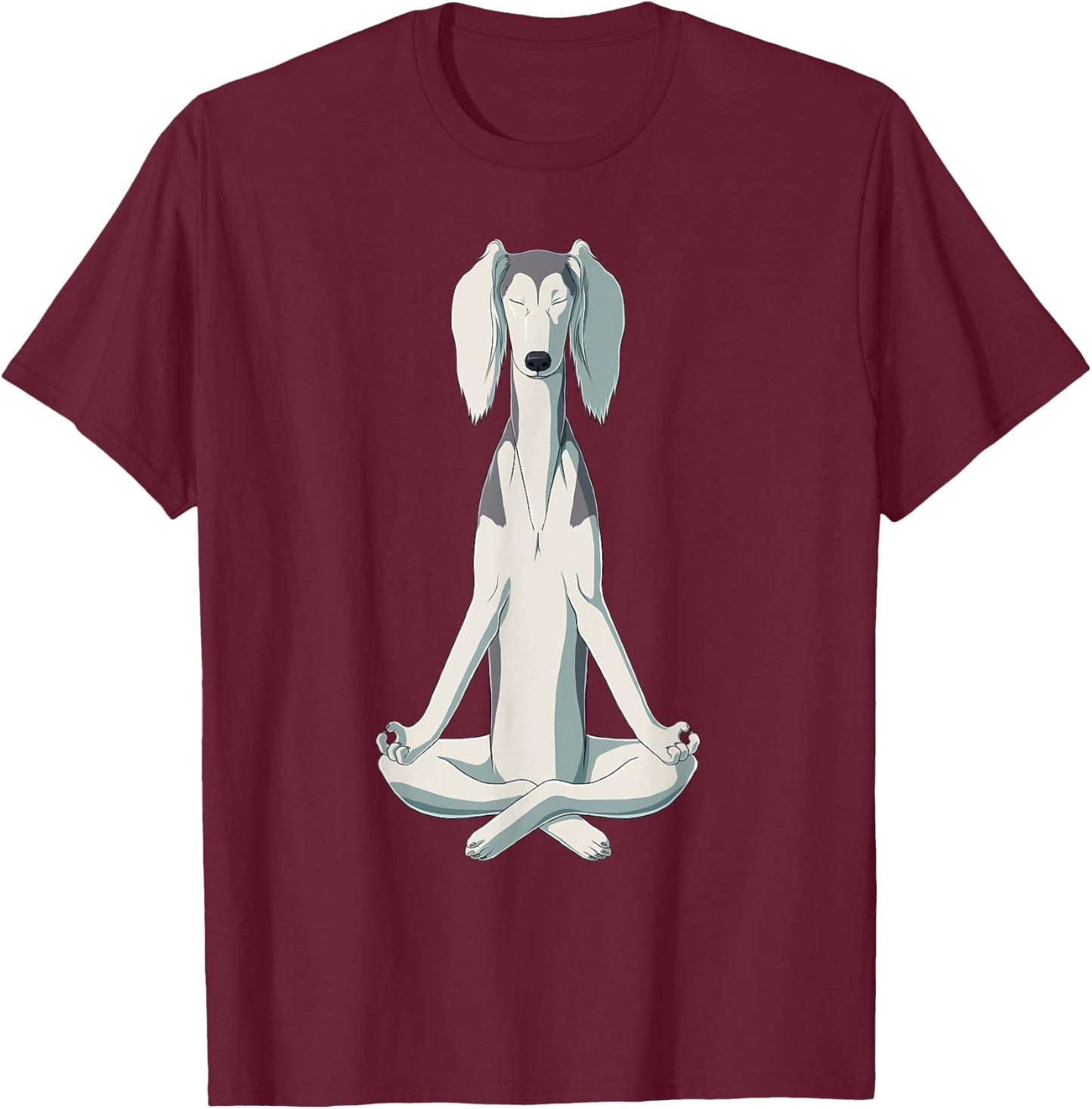 Funny Yoga Dog Saluki Women Girls Kids T-Shirt - T-Shirt | Maroon