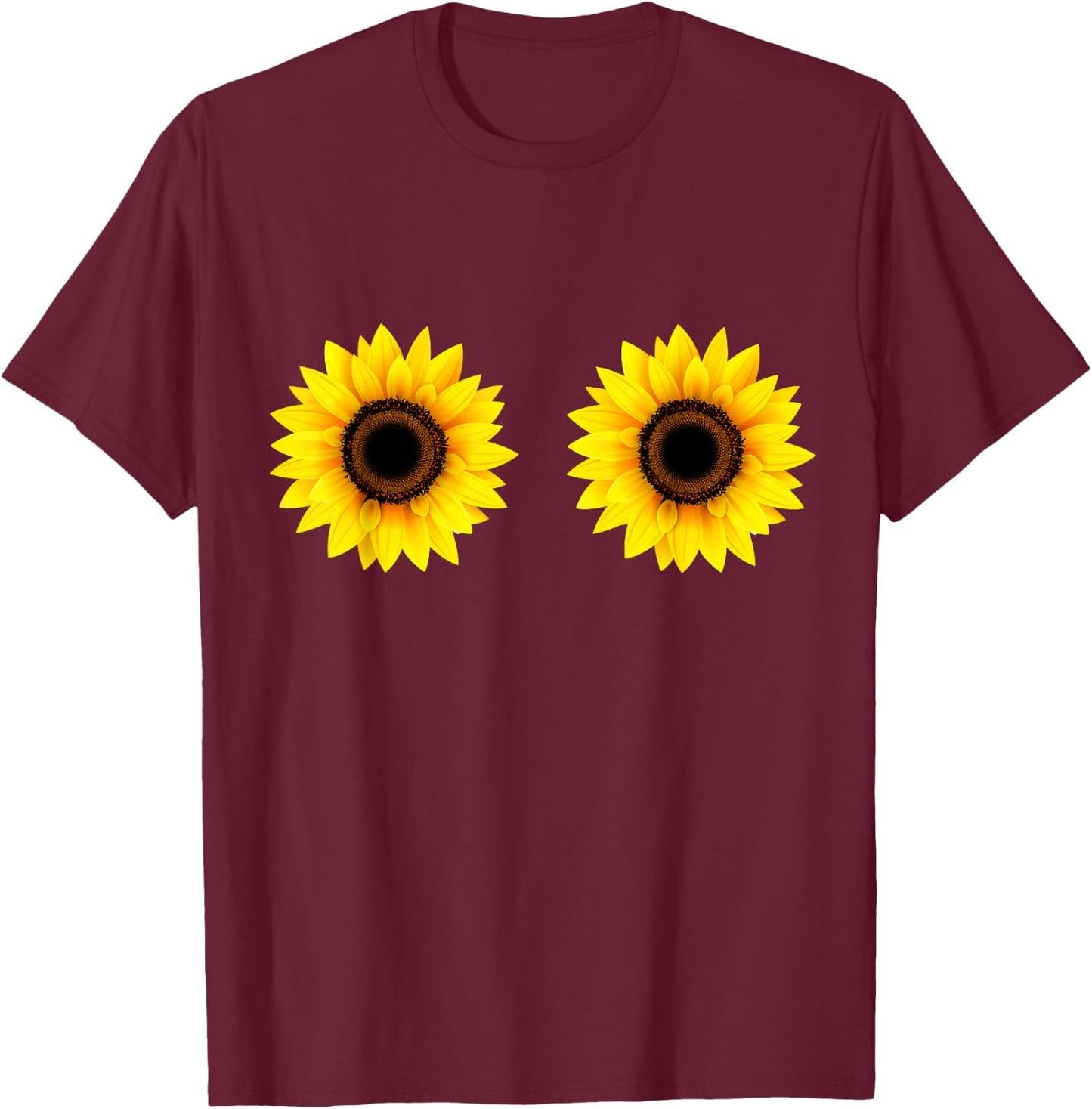 Funny Sunflower Boobs T Shirt Sunflower Boob T-Shirt - T-Shirt | Maroon