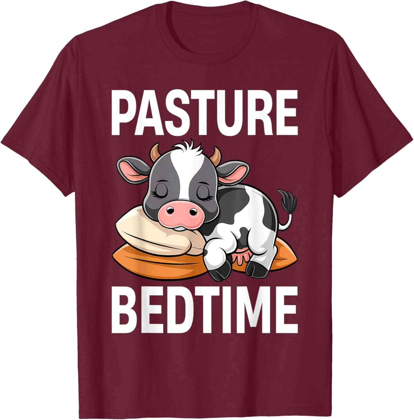 Funny Pasture Bedtime Cute Cow Pajamas PJ Sleep T-Shirt - T-Shirt | Maroon