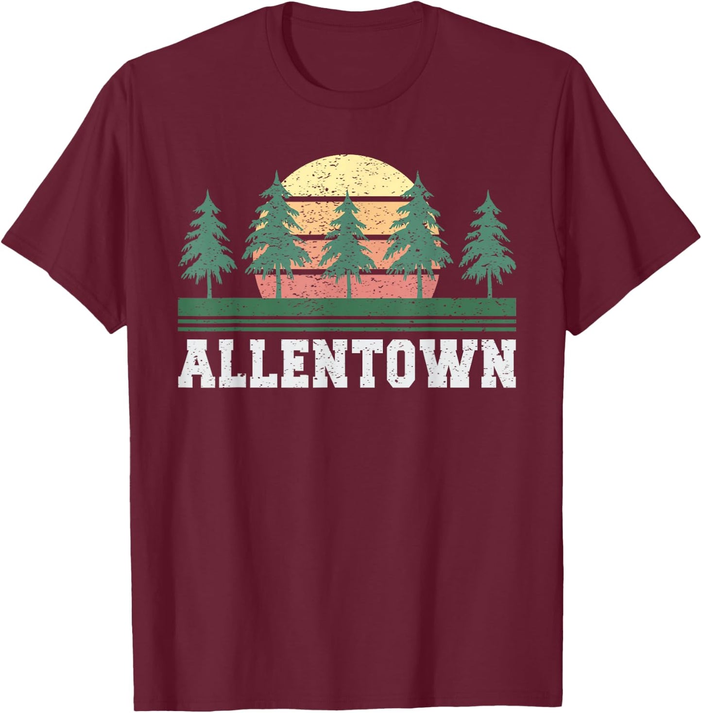 Pennsylvania Allentown Retro Vintage Gift Men Women Kids T-Shirt - T-Shirt | Maroon