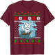 Christmas Cat Animal and Sharks Fish Funny Xmas Design T-Shirt - T-Shirt | Maroon