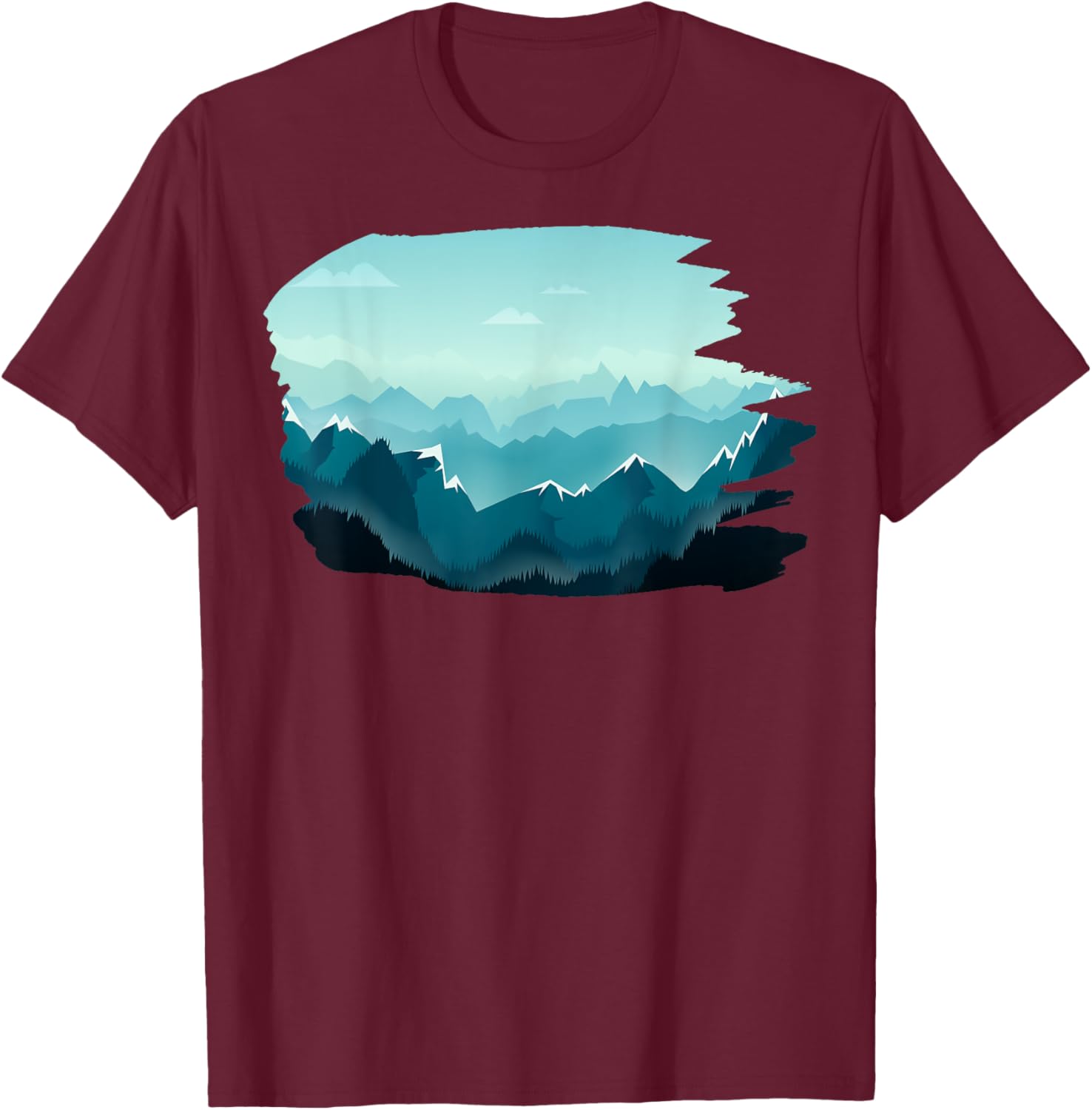 Timeless Mountain, Nature Trees and Forest T-Shirt - T-Shirt | Maroon