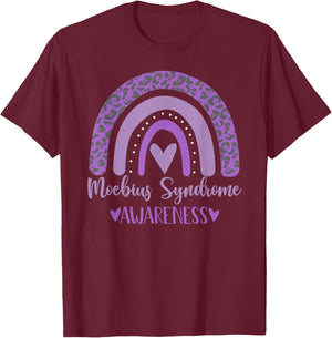 We wear Purple rainbow for Moebius Syndrome Awareness Gifts T-Shirt - T-Shirt | Maroon