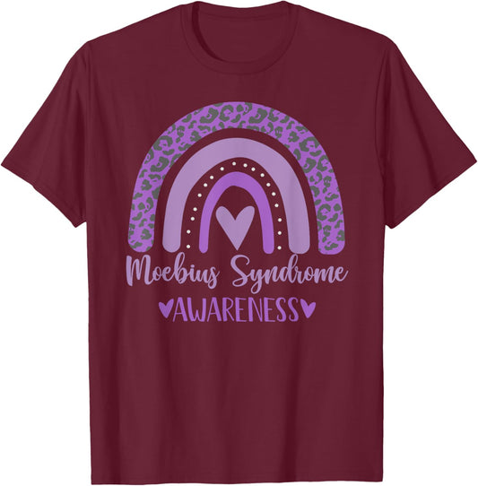 We wear Purple rainbow for Moebius Syndrome Awareness Gifts T-Shirt - T-Shirt | Maroon