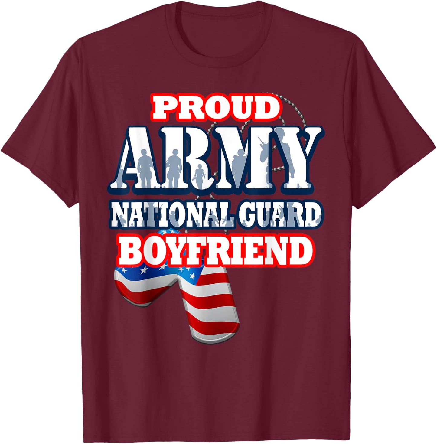 USA Proud Army National Guard Boyfriend Shirt Men T-Shirt - T-Shirt | Maroon