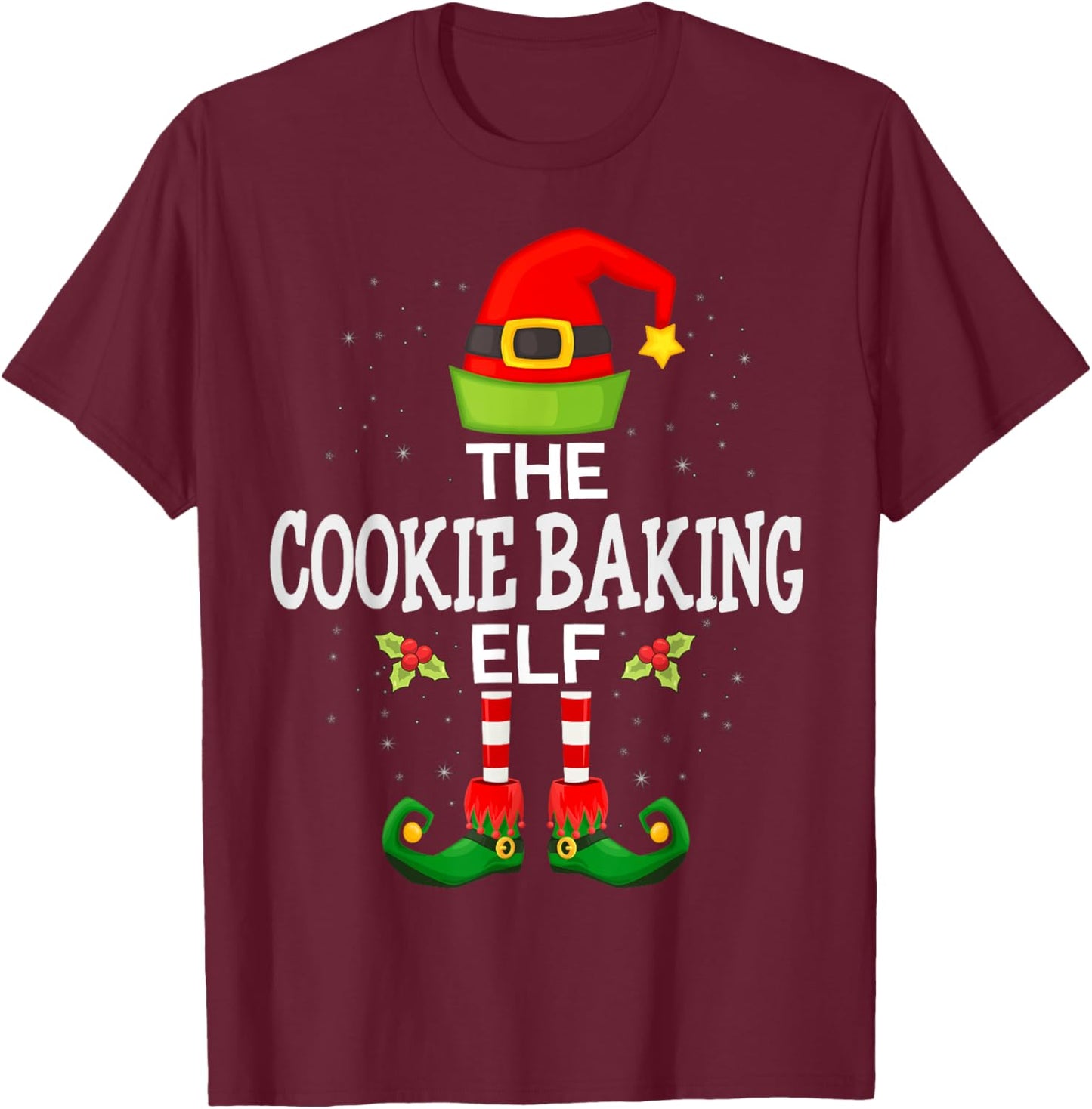 The Cookie Baking Elf Christmas Family Matching Pajama T-Shirt - T-Shirt | Maroon