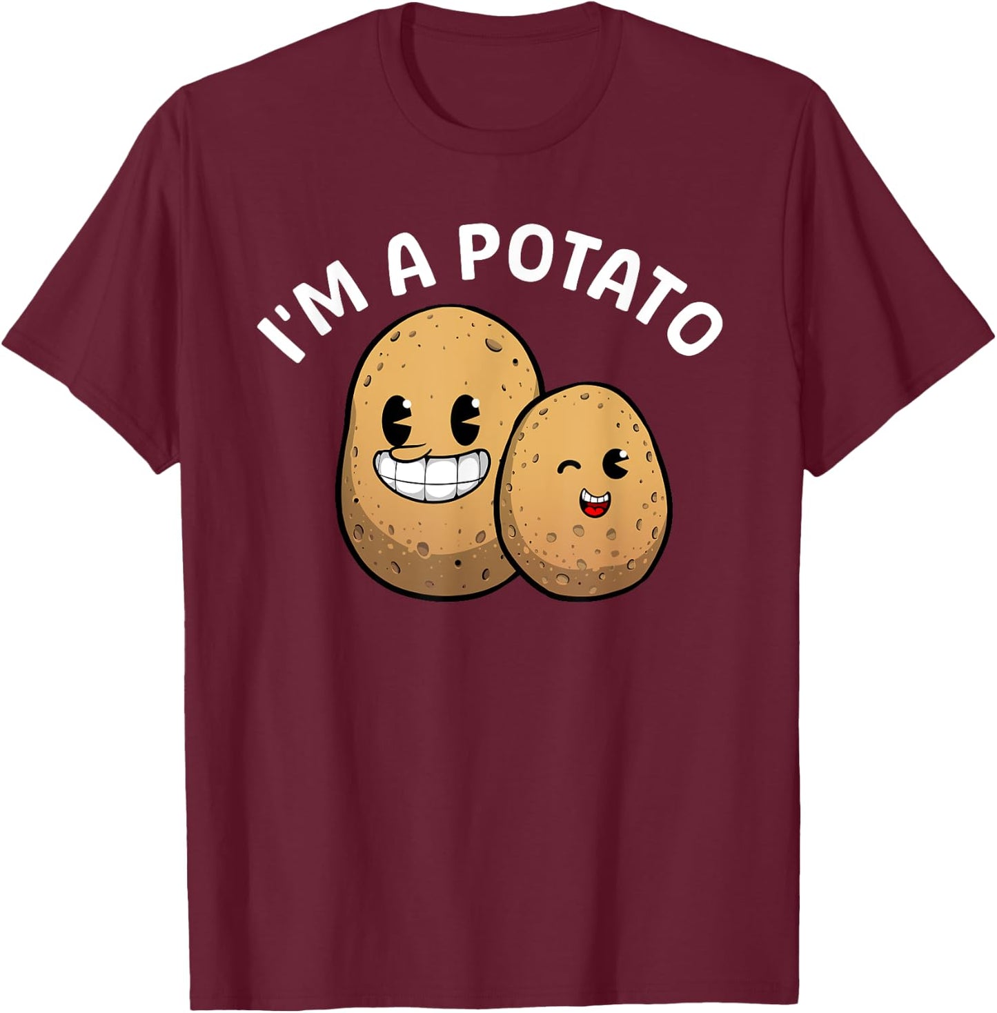 Best Potato Gift Potato Themed Accessories & Stuff Adults Kids Potato Lover Black Small Classic Fit Modern Classic Cartoon Potato T-Shirt - T-Shirt | Maroon