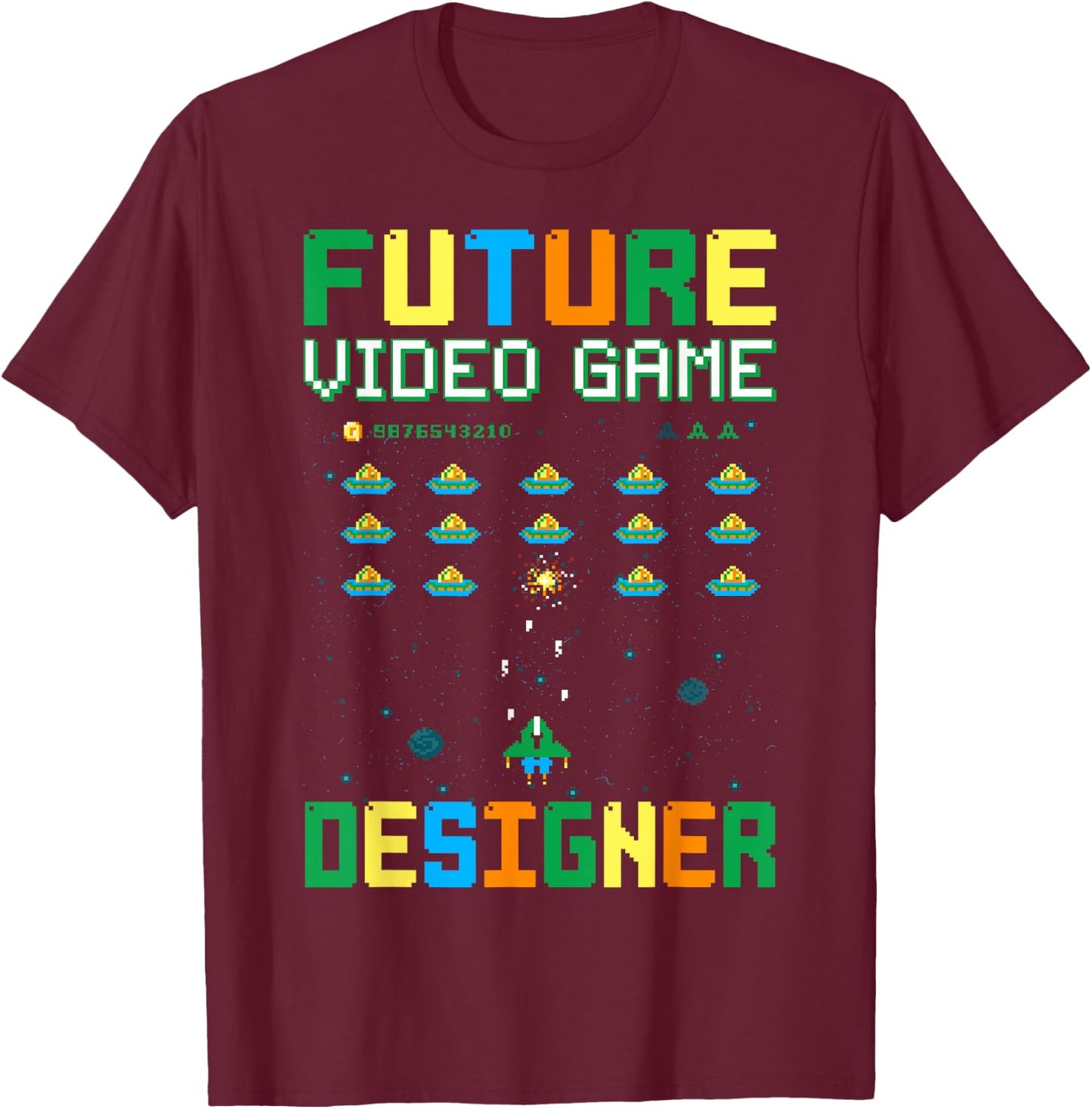 Future Video Game Designer For Kids, Game Developer T-Shirt - T-Shirt | Maroon
